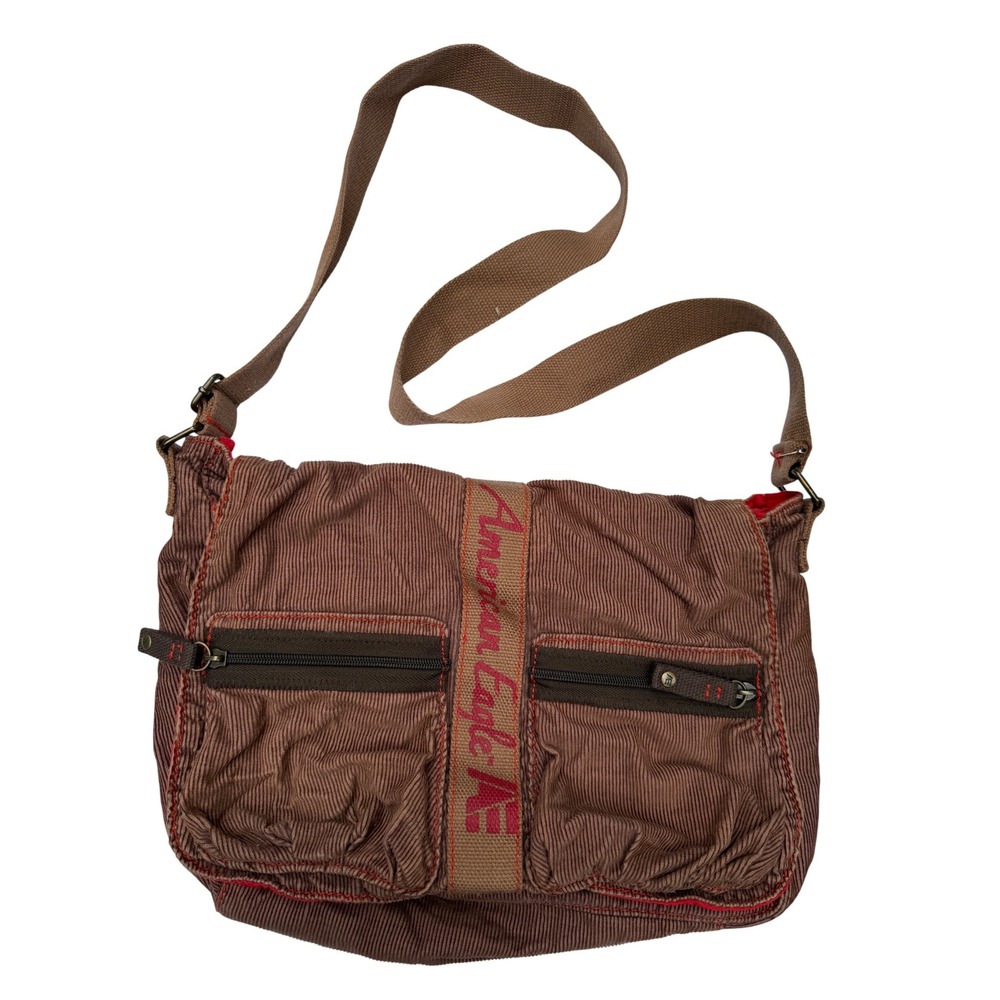 Vintage Y2K American Eagle Outfitters Corduroy Messenger Crossbody Bag Boho Chic